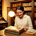 Nostalgic Vintage Shop**

"A cozy vintage shop filled with antique books and furniture, illuminated by warm light.  A woman browses the shelves, a contented smile on her face, surrounded by a comforting, slightly musty scent.  Focus on creating a feeling of 'gezelligheid' (coziness)."

**