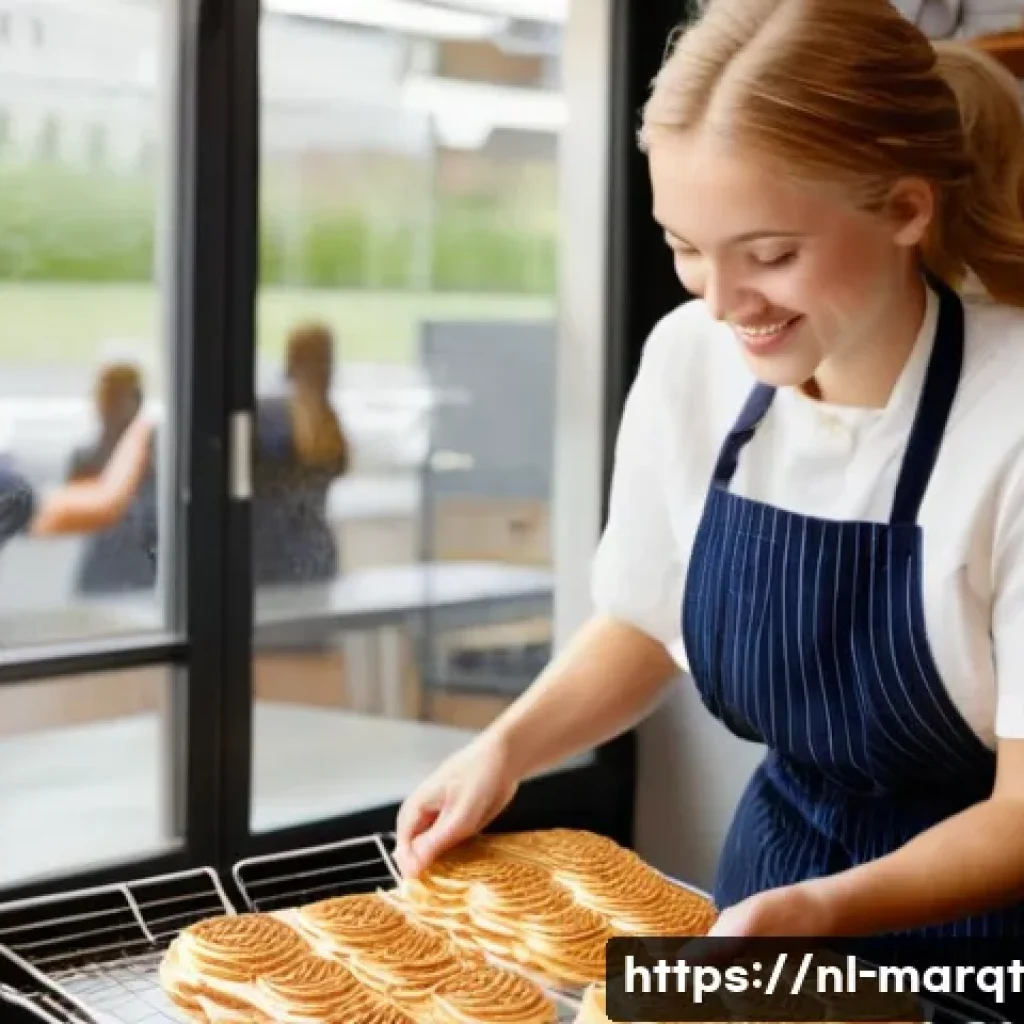 향기 마케팅을 위한 향기 선정 기준 - **Prompt:** A brightly lit Dutch bakery interior. A young woman with blonde hair, wearing a clean ap...