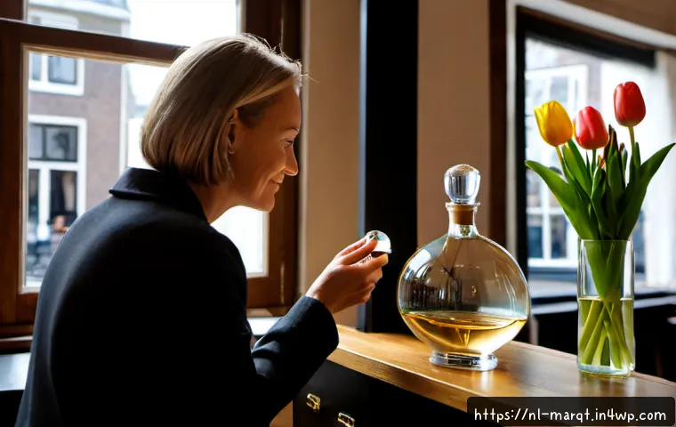 Home 17 브랜드 충성도와 향기 마케팅의 연결 - Photorealistic Dutch boutique interior in Amsterdam, a stylish middle-aged customer warmly selecting...